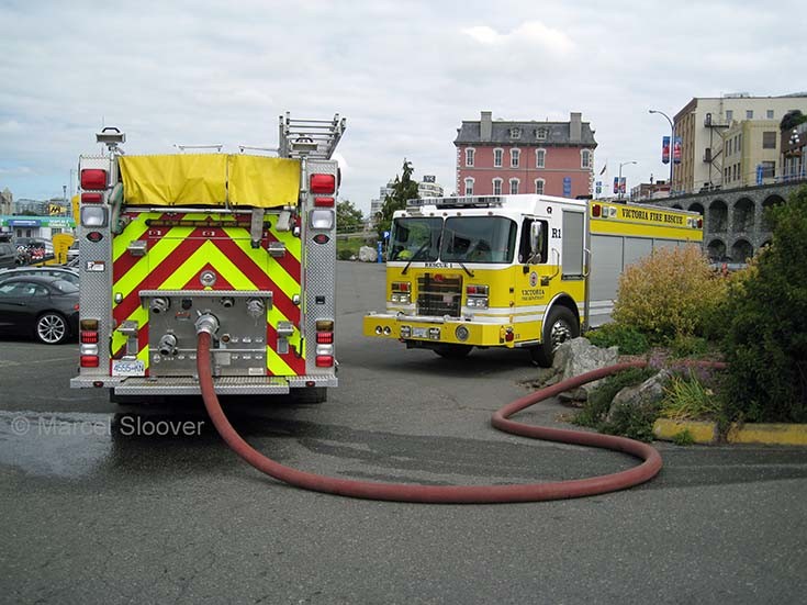 Fire engines at work Victoria BC Canada