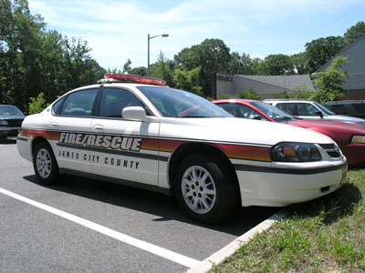 James County fire rescue USA uses this Ford Taurus fire car to ferry the